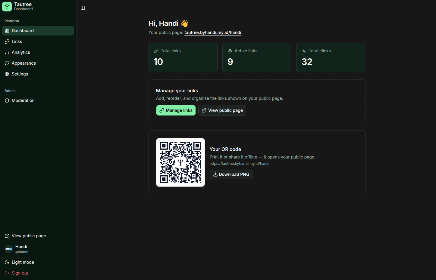 Tautree Dashboard
