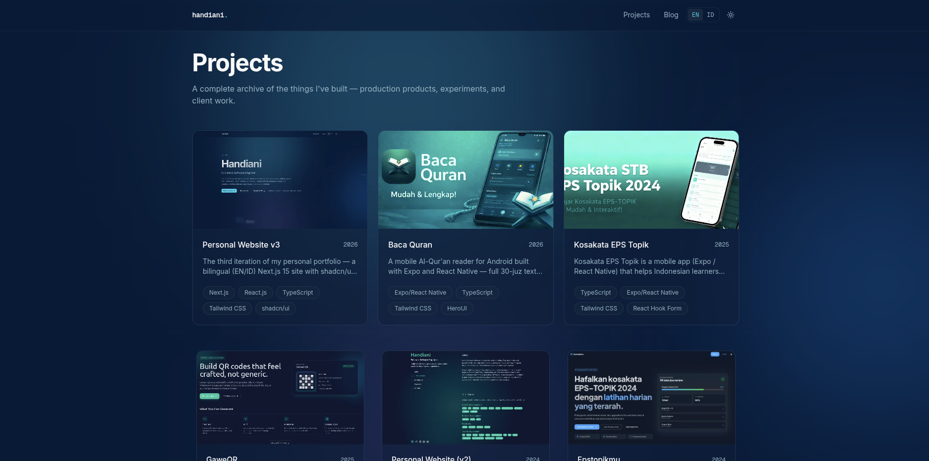 Personal Website V3 Projects